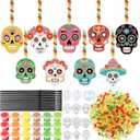 Pasimy 36 Sets Day of The Dead Suncatchers Paint Craft Kits Dia De Los Muertos Window Hanging Ornaments Decorations DIY Paint Your Own Sugar Skull Skeleton Art Project Halloween Party Favors Gifts