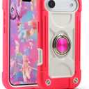MARKILL Compatible with iPhone Air Case 6.5 Inch 2025 with 360 Degree Rotate Ring Stand, Military Grade Drop Protection Full Body Rugged Protective Case Kids Hot Pink