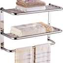 LUANT 24 Inch Bathroom Shelf 3-Tier Wall Mounting Rack with Towel Bars