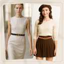 Giomos Women's Leather Belt for Jeans, Dress, Pants & Formal Outfits, Ladies Trendy Reversible Design Belt with Gold Buckle, Black & Orange
