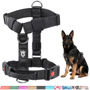 TSPRO Premium Heavy Duty Tactical Dog Harness, No Pull with Padded Control Handle & Quick-Release Buckles, Adjustable Vest for Medium Large Dogs, Walking Hiking Training (Black 25, L) (L (Neck 21.3 - 34.6", Chest 26 - 33"))
