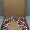 4th of July Independence Day Red White Blue Berry Wreath with Flag, ZOXILEN 20 inch American Flag Stars Wreath Patriotic Decoration, Memorial Veterans Day Berry Hanging Decor