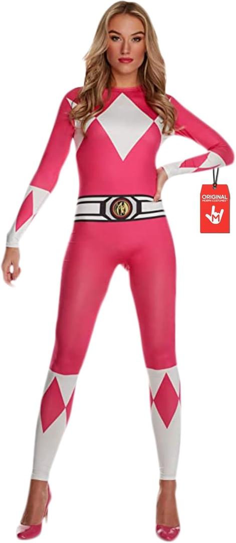 Morphsuits Pink Power Ranger Costume Adult Women - Superhero Outfit for Women - Womens Halloween Costumes (Large)