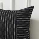 Kevin Textile Ink Black and Beige Patchwork Farmhouse Throw Pillow Covers 18 x 18 Inch, Pack of 2 Striped Linen Decorative Pillow Case for Sofa Couch Chair Bedroom Modern Decor