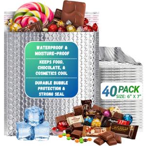 Thermal Mailers 6x7 Inch (40 Pack) Insulated mailers for cold shipping - Waterproof insulated cold shipping supplies - Cool Shield Bubble Mailers - Insulated Bags