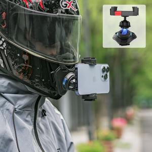 Magnetic Motorcycle Helmet Chin Strap Mount with Phone Holder, Elastic Strap Helmet Chin Mount for iPhone 17 16 15 14 13 Pro Max and More Smartphones
