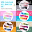 Beetles 110 PCS Gel Nail Polish Set, 100 Colors Infinite Inspiration Gift Spree All Season Red Brown Green Black Gel Polish with 5Pcs Base Top Coat Soak off UV Gel for Manicure Lovers DIY at Home