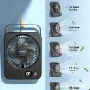 Desk Fan Rechargeable, Portable Battery Desk Fan for Office Bedroom Bedside, Ultra Silent USB Fan with Strong Airflow, Tilt Folding Fan for Travel, 5-Speed with 4000mAh Battery & LCD Display