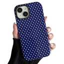 ZTOFERA Magnetic Case for iPhone 15, Compatible with Magsafe, Polka Dot Aesthetic Phone Case Cute for Girl Women, Hard PC+Soft TPU Protective Phone Cover for iPhone 15-Navy Blue