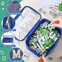 Empty Mahjong Tile Bag American PVC Clear Mahjong Case Size 166 Waterproof Zippered Storage Tile Holder Rack Bag for Game Lover Gift Travel, Case Only (Navy Blue,Mahj)