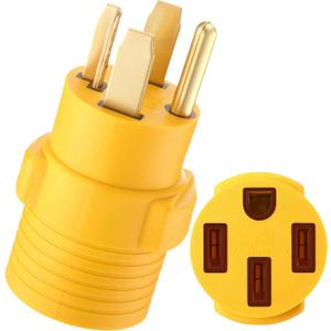 Kanayu 4 Prong 30 Amp Dryer to 50 Amp EV Charger, Compatible with NEMA 14-30P to 14-50R Adapter Compatible with Tesla, for Level 2 EV Charging, Generator Dryer Power Cord Adapter, ETL Listed (Yellow)