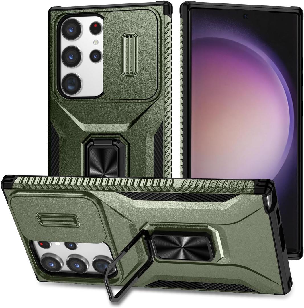 Magnetic Case for Samsung Galaxy S23 Ultra 6.7", Phone Case Galaxy S23 Ultra,Samsung S23 Ultra Case with Camera Cover & Kickstand Military Grade Shockproof Case for Galaxy S23 Ultra Green