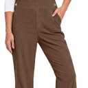 luvamia Corduroy Overalls for Women Loose Fit Baggy Straight Casual Adjustable Straps Bib Jumpsuit Overalls with Pockets (Brown, M)