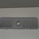 ZJWZLG Faucet Mat for Kitchen Sink, 17.7"X5.5" Silicone Sink Splash Guard with Soap Holder, SnapOn Design & 7°slope Fast Drain, Folding Sink Faucet Mat for Universal Kitchen Bathroom Sink（Grey）