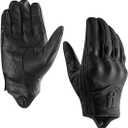 Harssidanzar Leather Motorcycle Gloves,Womens Motorcycle Riding Gloves Driving Glove for Women,Motorbike Powersports Gloves Touchscreen GL016,Black, Size S