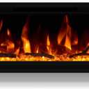 30 inch Electric Fireplace, Ultra-Thin Electric Fireplace Inserts, Ultra-Narrow Frame, Wall Mounted and Recessed Fireplace, Log & Crystal, Touch Screen & Remote Control, 1500W