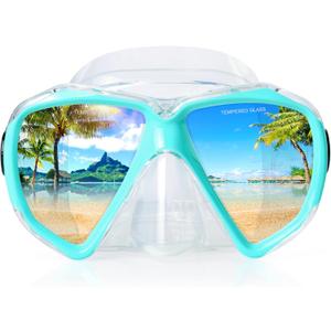 Scuba Diving Mask for Adults - Premium Anti-Fog Snorkeling Mask Comfortable & Leak-Proof Swim Goggles with Nose Cover for Scuba Diving, Snorkeling & Underwater Adventures (Lake Green)