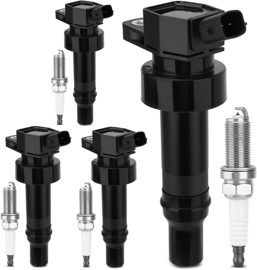 4PCS UF652 Ignition Coils & 93815 Double Iridium Spark Plug Compatible with Hyundai Accent Veloster 2012-2020, Kia Rio Soul 2012-2019 Replace# 273012B100 C1803 5C1860 GN10634