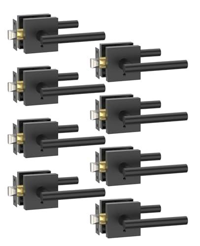 Asidrama 8 Pack Black Privacy Door Handles, Door Lever with Door Knobs Indoor for Bedroom or Bathroom, Heavy Duty Door Handles Interior with Locks for Left Right Sided Doors