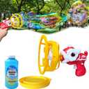 Bubble Machine Gun for Kids Toddlers Bubble Gun with Bubble in Giant Bubble Design Bubble Blower Indoor Outdoor Toys Wedding Party Birthday Gifts for Boys Girls Age 3+ (Red)