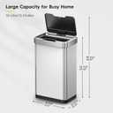 EKO Mirage-T 50 Liter / 13.2 Gallon Touchless Rectangular Motion Sensor Trash Can, Brushed Stainless Steel Finish