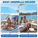 Boat Umbrella with Table, Portable Boat Shade with Sand Fill Base, UPF 50+ Pontoon Canopy for Fishing Boats, Ski Boats & Cruisers, Boat Seat Umbrella with 4 Cup Holders for Pool Deck Patio