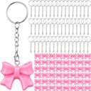 Kathfly Mini Pink Bow Keychains Cheer Bow Keychain 3D Resin Bowknot Charms with Rings Bulk for Coquette Girly Party Favors