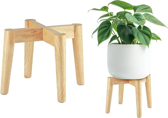 Nabytok Wood 7.5" x 9.8" Plant Stand Indoor Outdoor, Wooden Single Floor Plant Pot Holder, Natural Plant Stand, Assembly Required (Excluding Potted Plants)