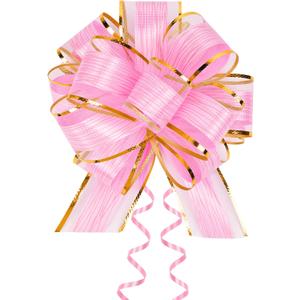 JOYIT 10 Pack Large Pull Bows 6 Inch - Big Pink Bows for Gift Wrapping, Ribbon Pull Bows for Mother's Day, Wedding Baskets Birthdays Gift