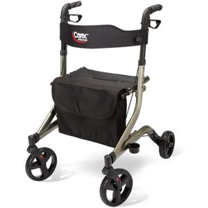 Carex Crosstour Rolling Walker Rollator - Rolling Walker with Seat - Folding, Euro Style Rollator, 4 Wheel Walker for Seniors- 300lb Capacity, Walker with Seat for Seniors