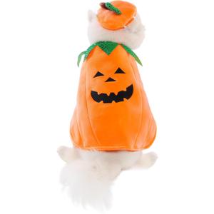 Dog Cat Halloween Pumpkin Costume Pet Cosplay Outfits Halloween Hat Cloak Sets Pet Pumpkin Costume for Small Medium Large Cats Dogs (X-Large)