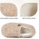 Women's Soft Curly Full Slippers - Memory Foam House Shoes Cozy Loafer with Polar Fleece Lining Indoor Lightweight House Slip-on (White)