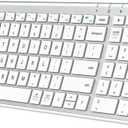 iClever BK10 Bluetooth Keyboard, Universal Bluetooth 5.1 Wireless Keyboard with Number Pad, Ergonomic Design, Multi-Device Compatibility, Stable Connection for Mac, iPad, iPhone, Android, Windows (Silver / White)