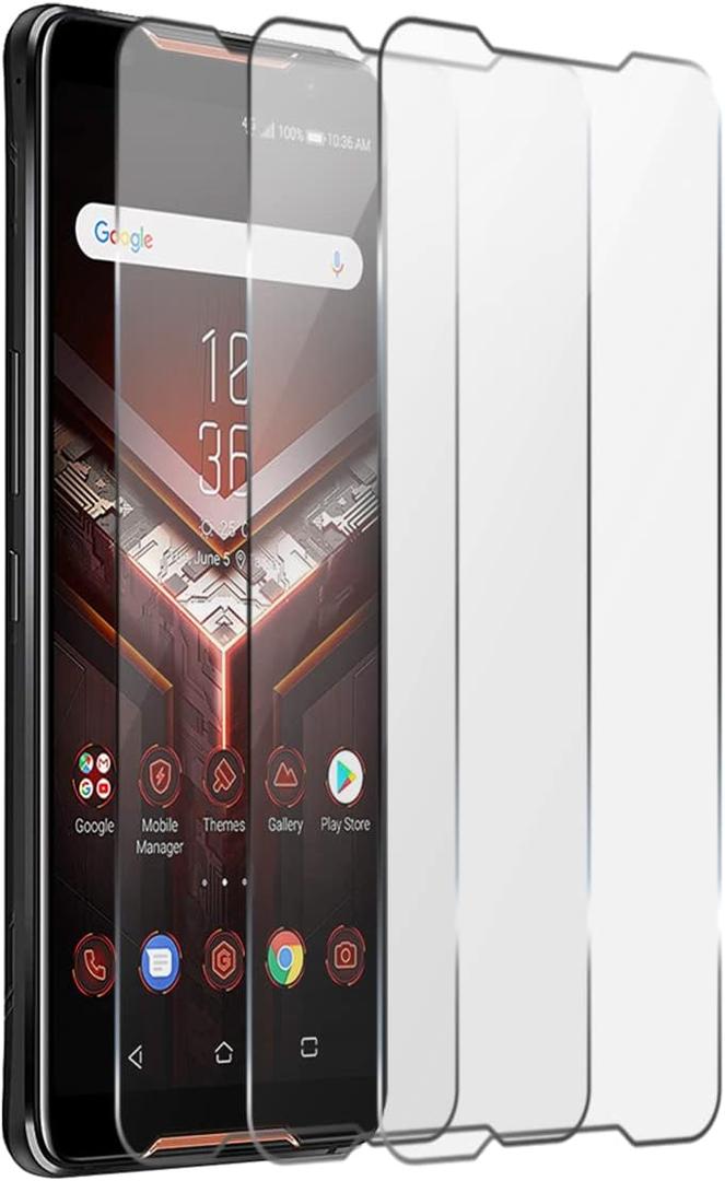 OCESTORE 3 Pack Silk Print Screen Protector,Anti-Scratch 9H Hardness Full Coverage Tempered glass Protector Film for ROG Phone II 2 ZS660KL I001D 6.6 inch