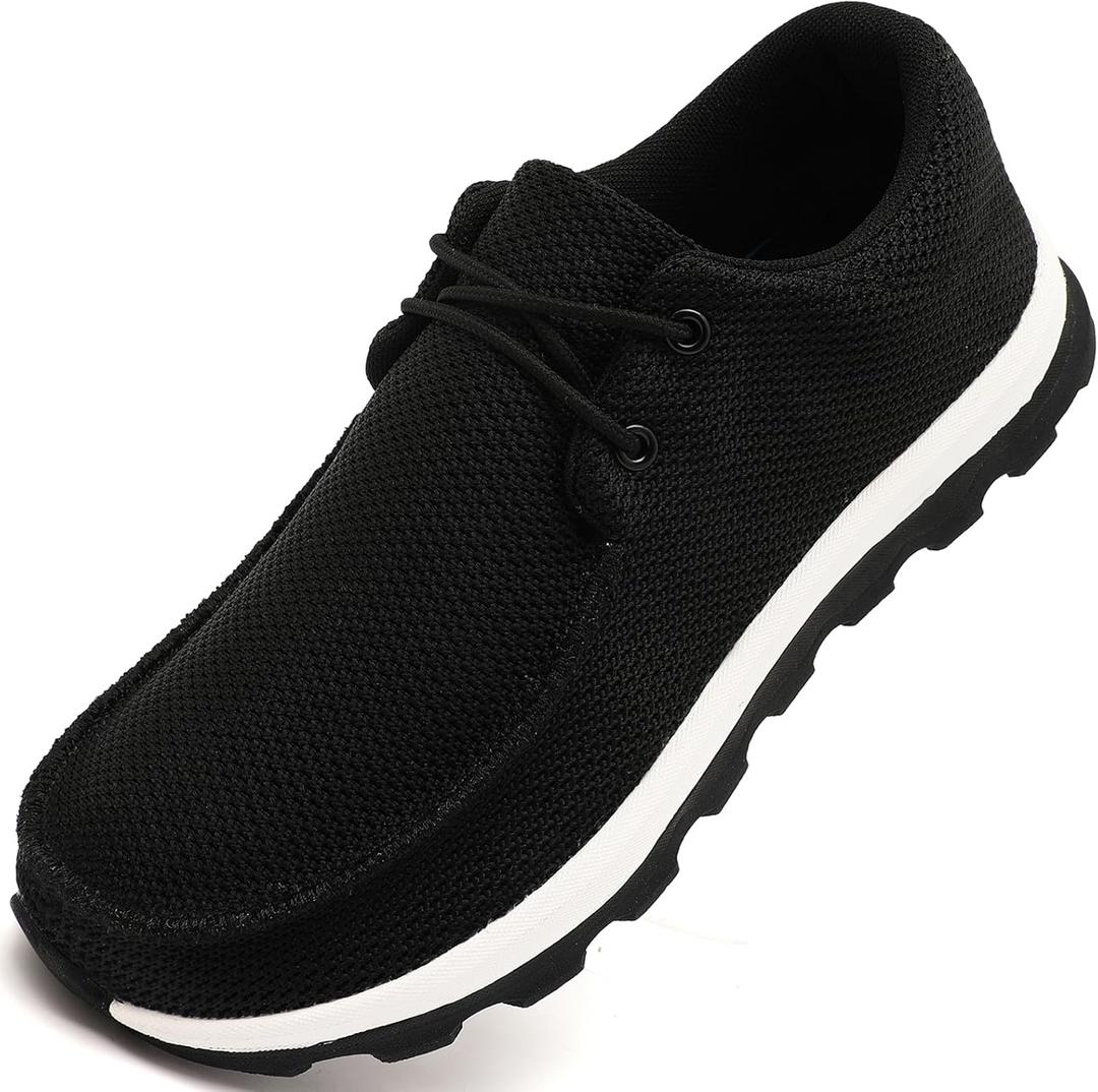 Mens Slip On Shoes Walking Loafers Casual Business Dress Wide Toe Box Sneakers Comfortable Trail Running Workout Tennis Gym Shoes (6.5 Wide, All Black)