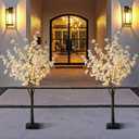 Melorca&Guilla Cherry Blossom Tree with Led Lights,2Pack 5 ft Lighted Tree, Cherry Blossom Tree Artificial Light Up Trees Decor Indoor Outdoor Shop Garden Office Home Dcor (White, 2x5FT)