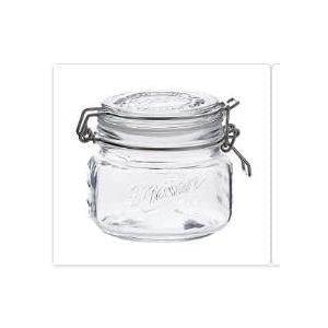 Mason Craft & More Airtight Kitchen Food Storage Clear Glass Clamp Jars, 16.9 Ounce (0.5 Liter) Short Mini Clamp Jar (17OZ MINI SHORT JAR PACK OF 1)