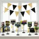 24 Pcs Graduation Cap Photo Holder with Wooden Base Wire Picture Clip Black Grad Table Number Holders Bulk Graduation Cap Decorative Card Holder for Class of 2026 Centerpieces Grad Party Supplies