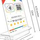 NFC Review Tap Stand  Smart Social Media & Business Card Alternative  NFC Tag & QR Code  Compatible with Google Review System, for All Smart Phones  Boost SEO, Engagement & Visibility (3 Stand)