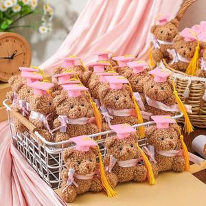 Blueweenly 15 Pcs 2025 Mini Graduation Teddies Bears Bulk Small Graduation Stuffed Animals 4 ' Tiny Plush Bear with Diploma DIY Present Class of 2025 Prom Party Decor Congratulation Gifts(Pink)
