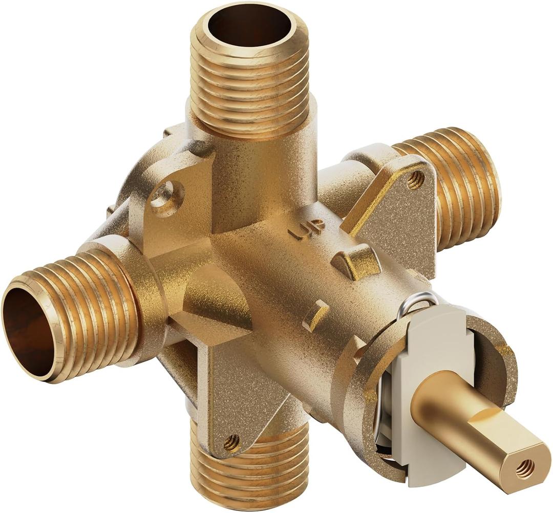 Shower Valve Replacement for Moen Posi-temp Valve, Brass 4 Port, 1/2 Inch Connection, Adjustable Water Temperature and Scald Guard, Bathtub and Shower Rough-In