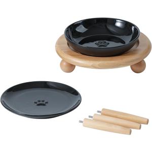 Havniva Elevated Cat Bowls, Ceramic Cat Food Bowl Whisker Friendly Cat Dishes, Kitten Food & Water Bowl with Two Heights Stand, Anti-Slip Raised Cat Food Plates