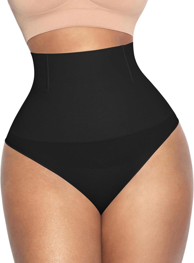 Lover-Beauty Tummy Control Thongs Mid Waist Shapewear for Women Seamless faja body shaper Low Belly Control Panties Underwear (X-Small-Small, Black)