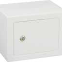 ELLAIG Safe Box Small Safe Money Cash Safe Keys Gun Safe 6.7"D x 9.05"W x 6.7"H 0.24 CuFt Mini Security Lock Safe Boxes for Coin Home Office Hotel Rooms Business Jewelry Gun (White)