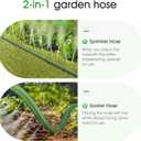 50 FT Water Saving Flat Soaker Hose with 20 Stakes for Garden Lawn - Durable Irrigation Tubing with Multi Directional Sprinkler Spray Up to 8 FT Range