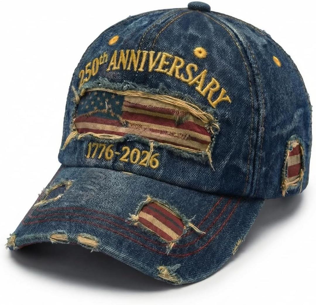 USA 250th Anniversary Baseball Cap 1776-2026, Embroidered Adjustable Hat, Patriotic Semiquincentennial Celebration (A), One Size