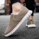 Men's Slip On Shoes Loafers Casual Sneakers for Business Walking Boat Shoes Slipper Comfy Lightweight Non-Slip (7, Khaki)