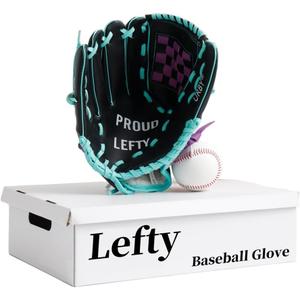 Urby Left Handed Baseball Glove, Left Handed T Ball Glove for Lefty, Left Hand Throw Only. T-Ball & Youth Baseball Gloves. (10.5in Age 4-7, Black & Purple)