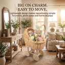 Large Wicker Carriage,Woven Rattan Stroller Shaped Flower Basket