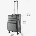 KROSER Softside Expandable checked Luggage with Front Business Pockets24 Inch Suitcases with Spinner Wheels & Built-in TSA Lock, Durable Suitcase Rolling Luggage, Grey